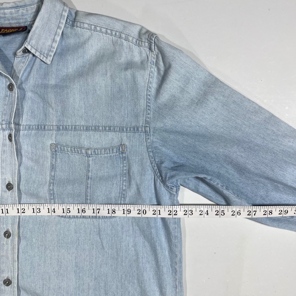 Faded Glory 90s Western Cottagecore Boho Denim Button Down Shirt Womens Medium - Picture 7 of 10